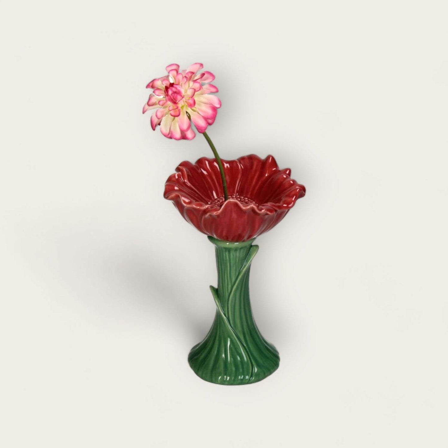 Handpainted Red Poppy Ceramic Vase image 3