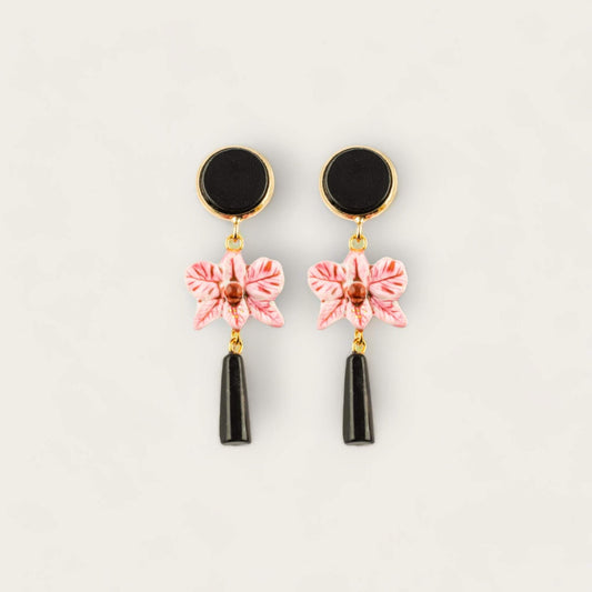 Nach Pink Orchid Pendant Earrings image 0