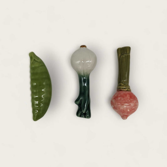 Set of Three Ceramic Vegetable Cutlery Holders image 1