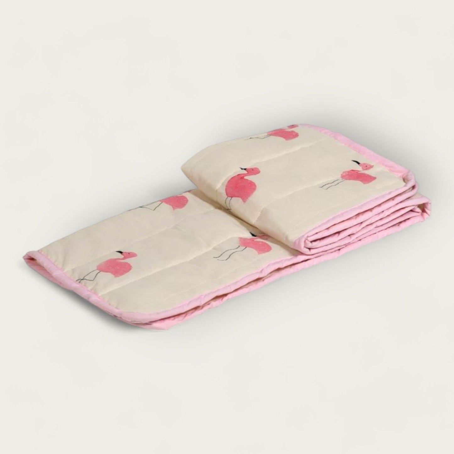 White and Pink Flamingo Bedspread image 0
