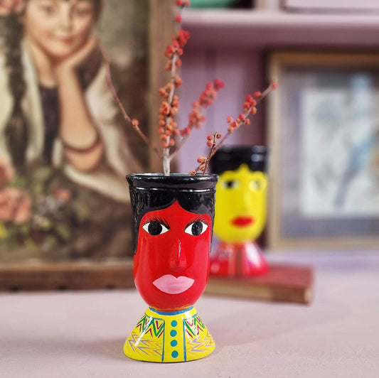 Handmade Ceramic Red Head Vase image 1