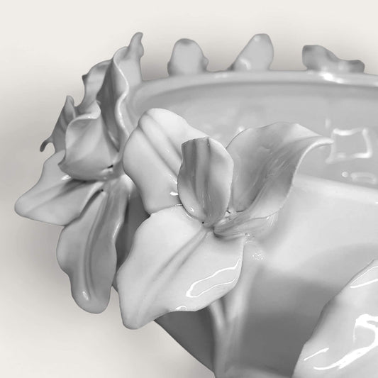 White Ceramic Petal Bowl image 1