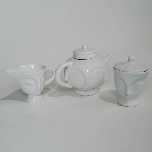Handmade Three Piece Faces Tea Set image 1