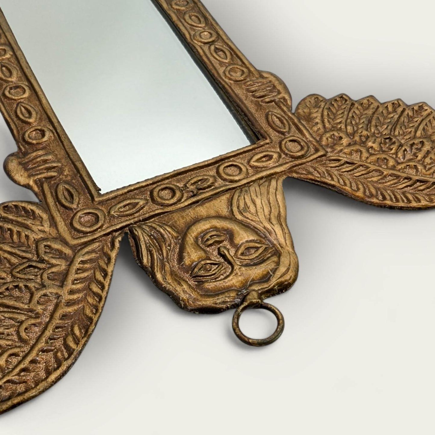 Handmade Gold Tin Angel Wall Mirror image 3