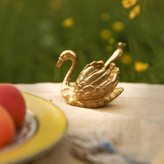 Doing Goods Brass Swan Condiment Set image 1