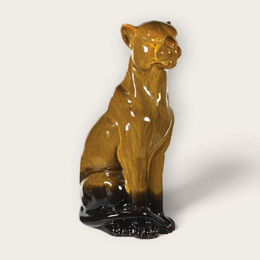 Large Ceramic Sitting Leopard Figure image 1