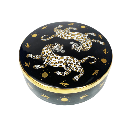 Cheetah Dance Bone China Trinket Box