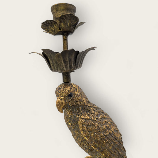 Gilded Perch Golden Parrot Candleholder image 1