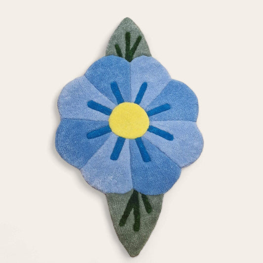 Hand Tufted Blue Flower Rug image 1