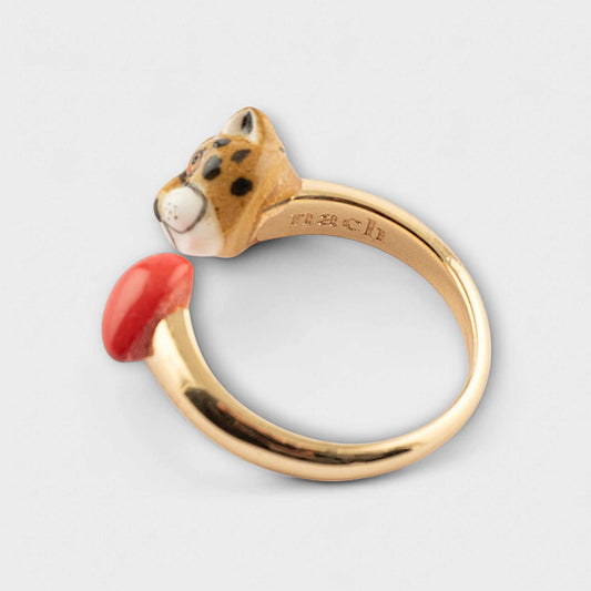 Nach Handpainted Porcelain Leopard Head and Heart Ring image 1