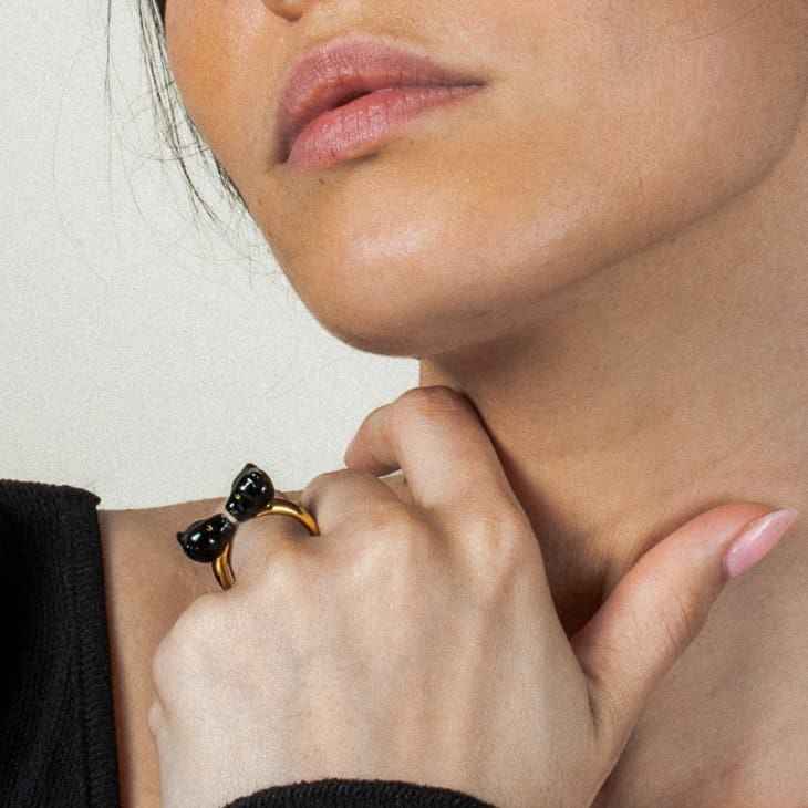 Handpainted Porcelain Nach Panther Ring