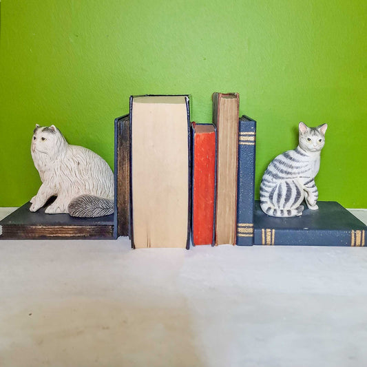 Handpainted Pair of Cat Bookends image 1