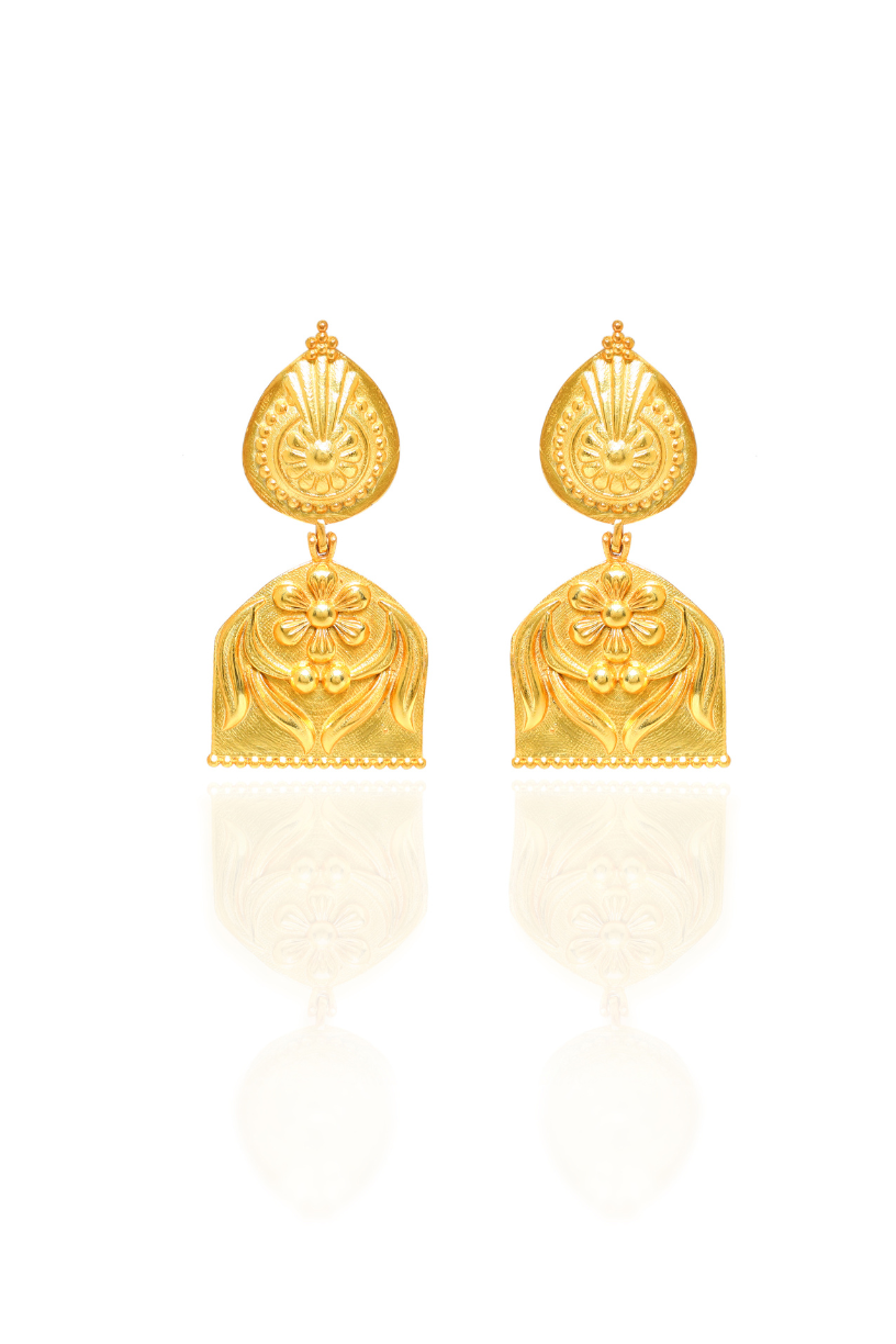 Empress Drop Earrings, 18K Gold Plated