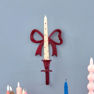 Bow Shaped Metal Candle Holder, Bordeaux