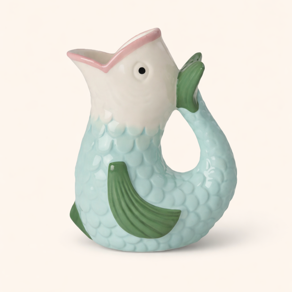 Ceramic Fish Shaped Vase, Green
