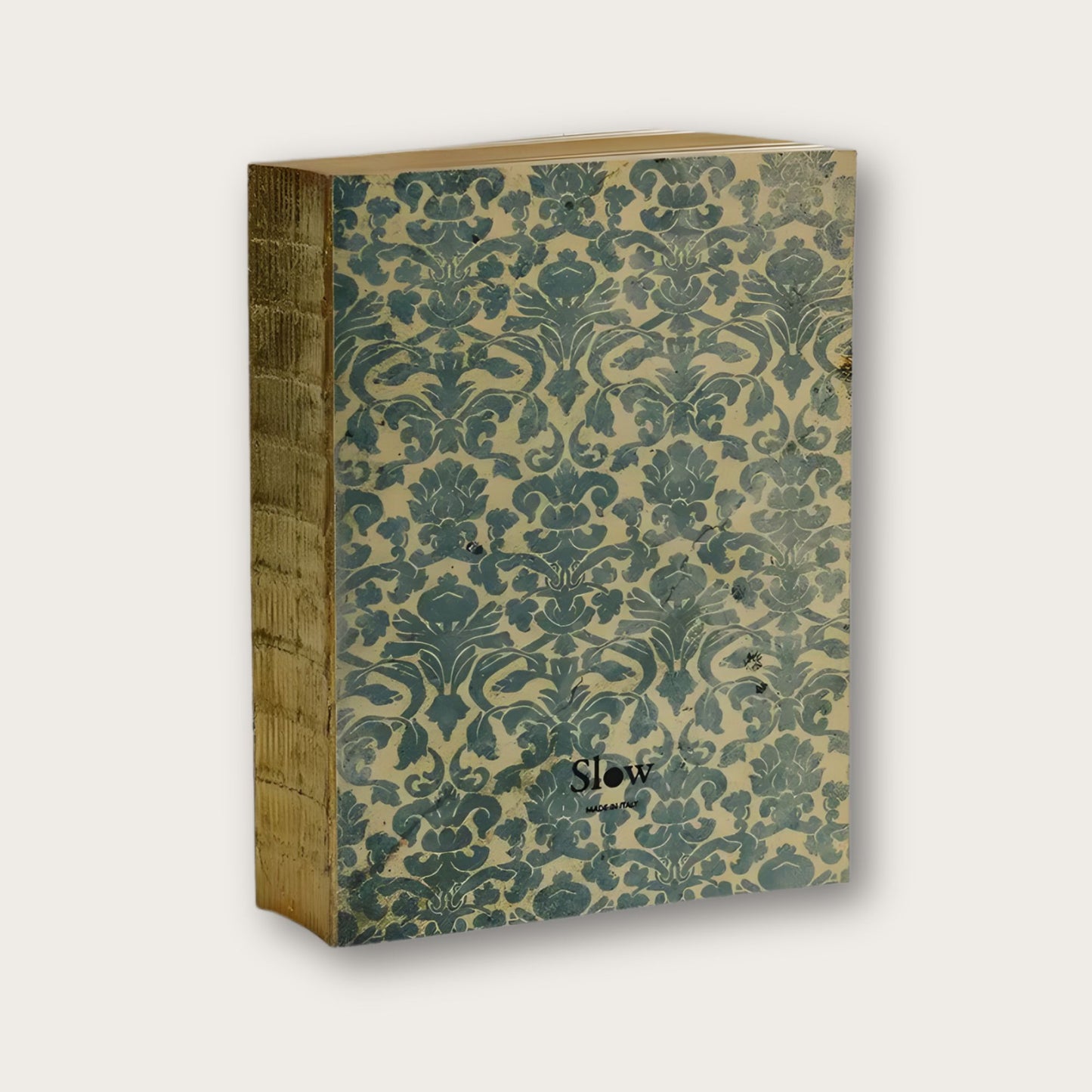 Double Sized Handmade Blue Damask Notebook with Gold Leaf