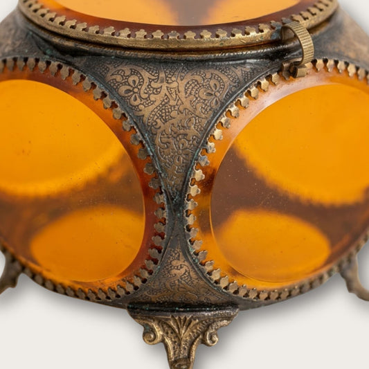 French Victorian Style Amber Trinket Box