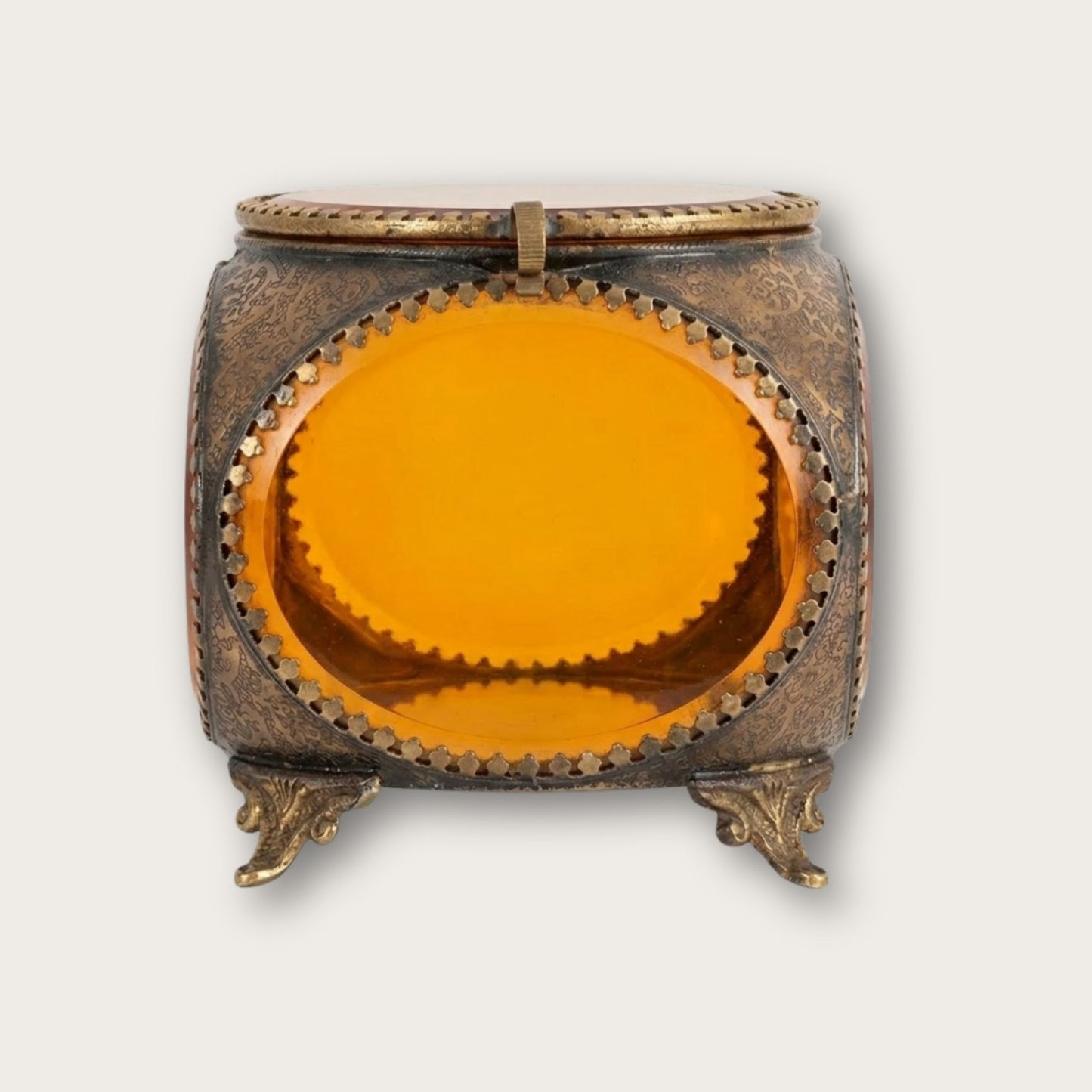 French Victorian Style Amber Trinket Box