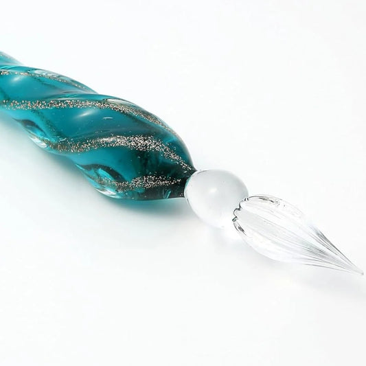 Glass Dip Calligraphy Pen Twist, Clear Green