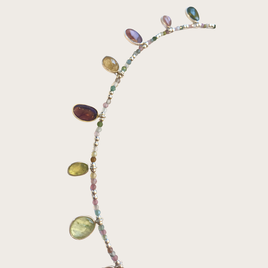 Handmade Crystal Gemstone Necklace with Multicoloured Gemstones