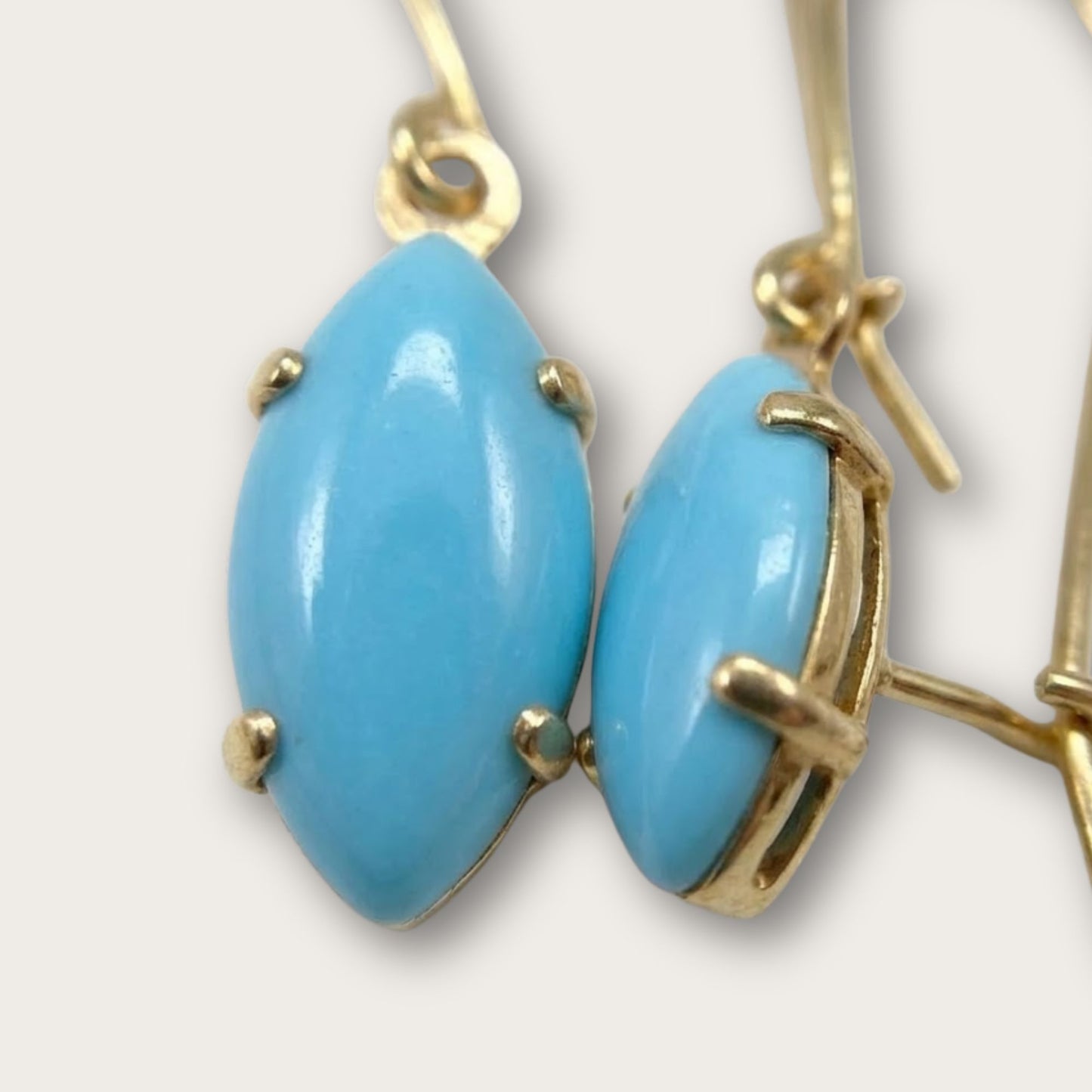 Vintage Elegant Light Blue Earrings Gold 1960s