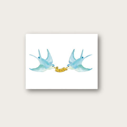 Lovebirds Banner Blank Greeting Card