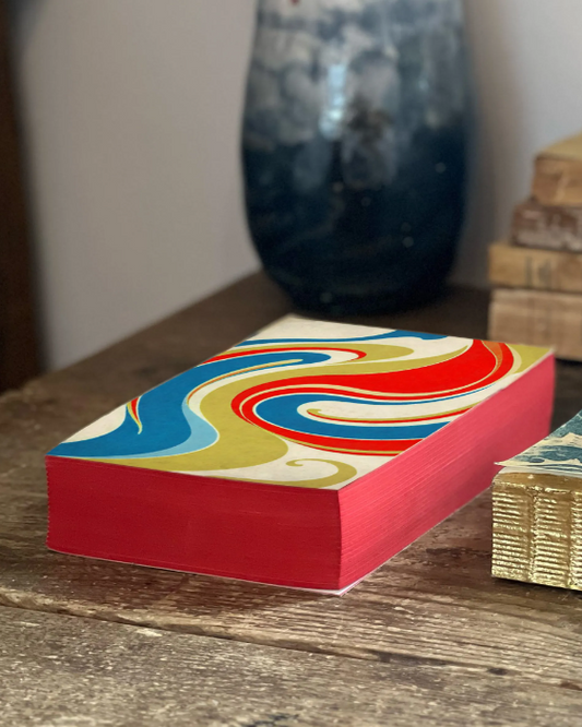 Double Sized Handmade Florentine Notebook with Swirl Marble Design