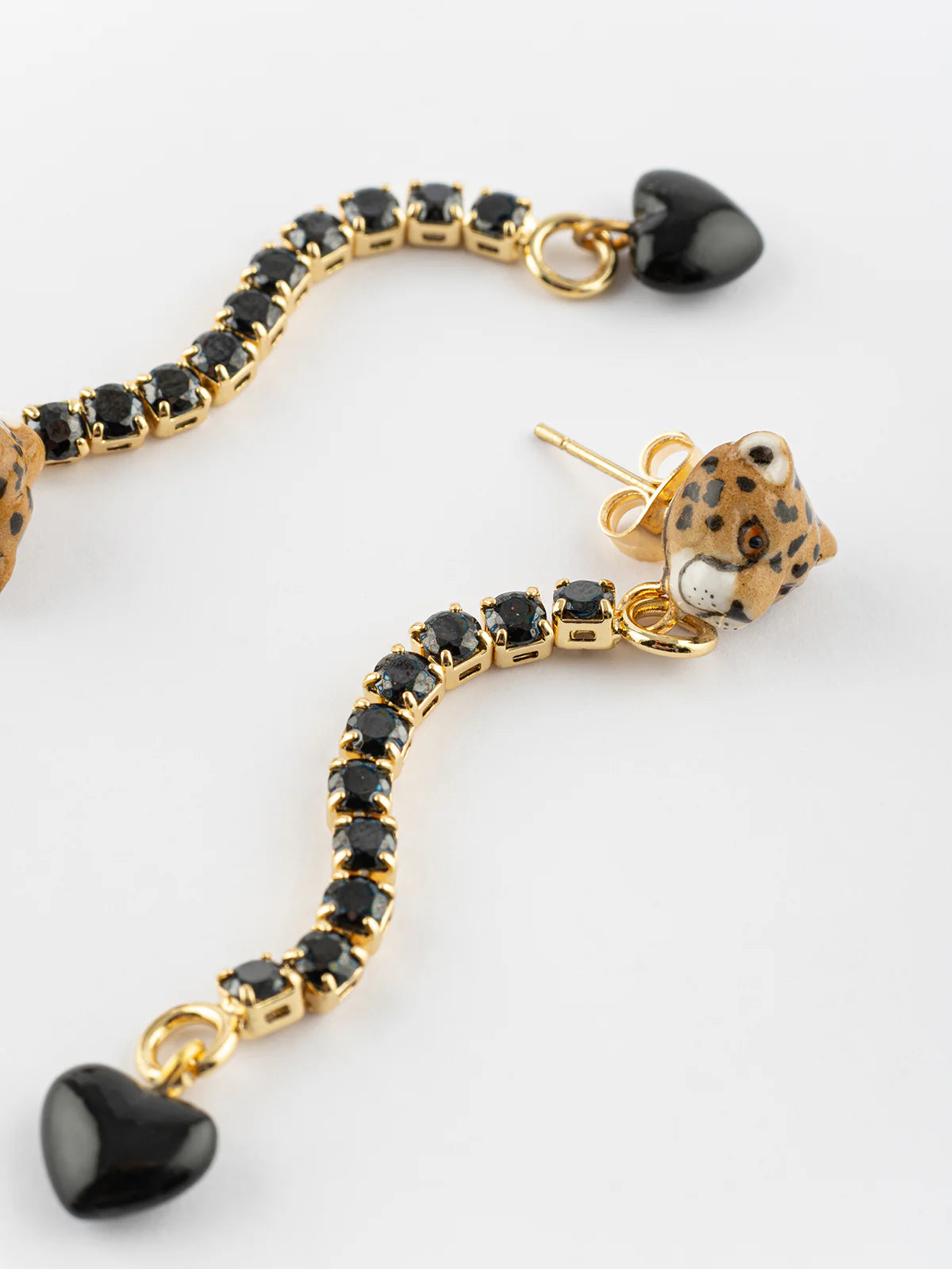 Nach Leopard Head Rhinestone Earrings – First Love