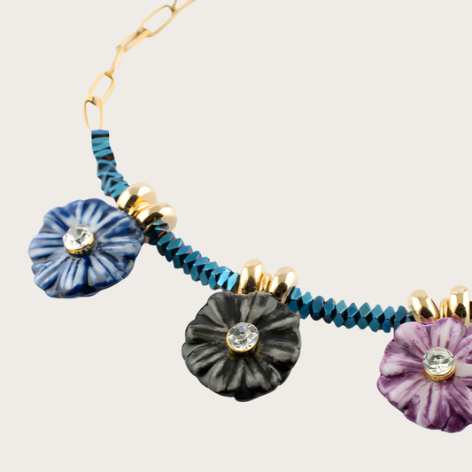 Nach Hematite and Thistle Bead Handcrafted Bracelet