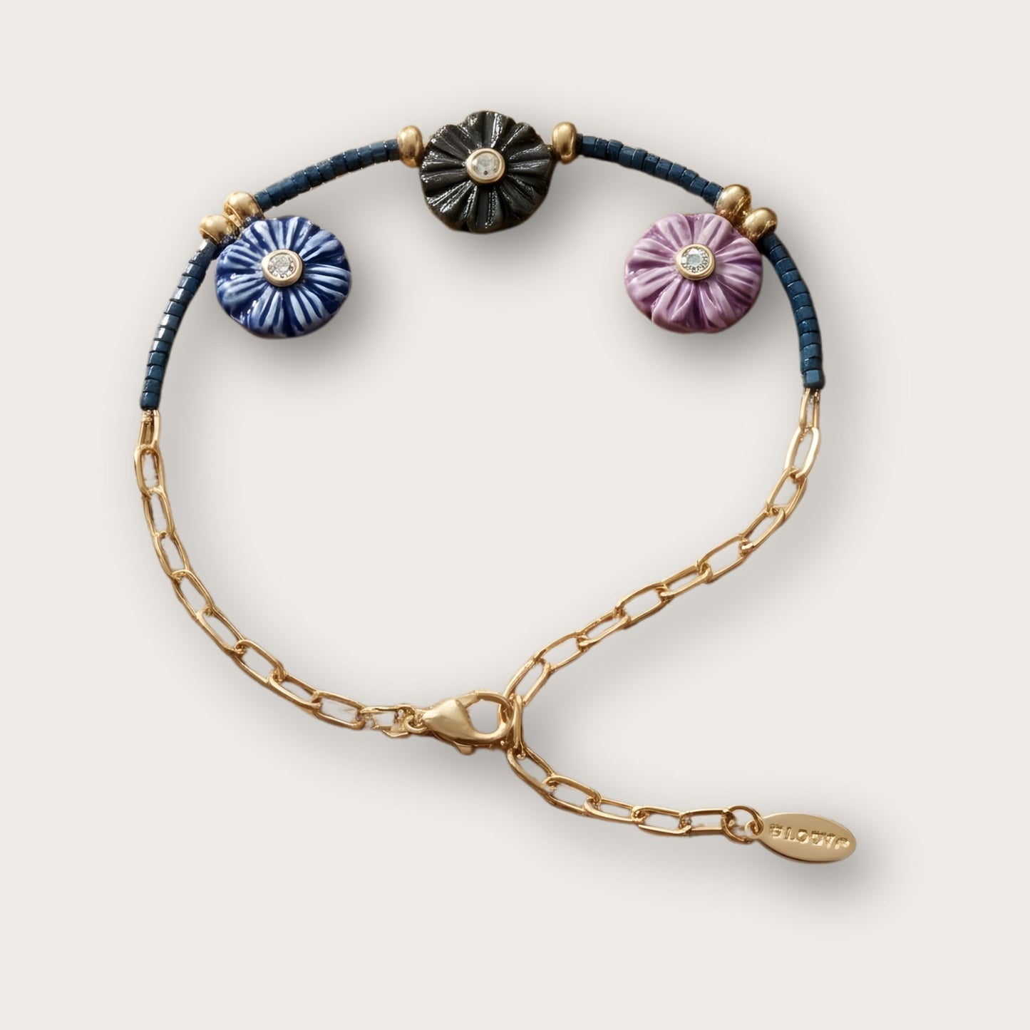 Nach Hematite and Thistle Bead Handcrafted Bracelet