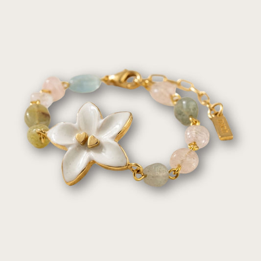 Nach Jasmine Flower Morganite Beads Handmade Bracelet