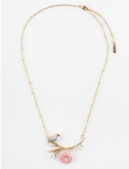 Nach Branch Necklace with Roller Bird and Thistle