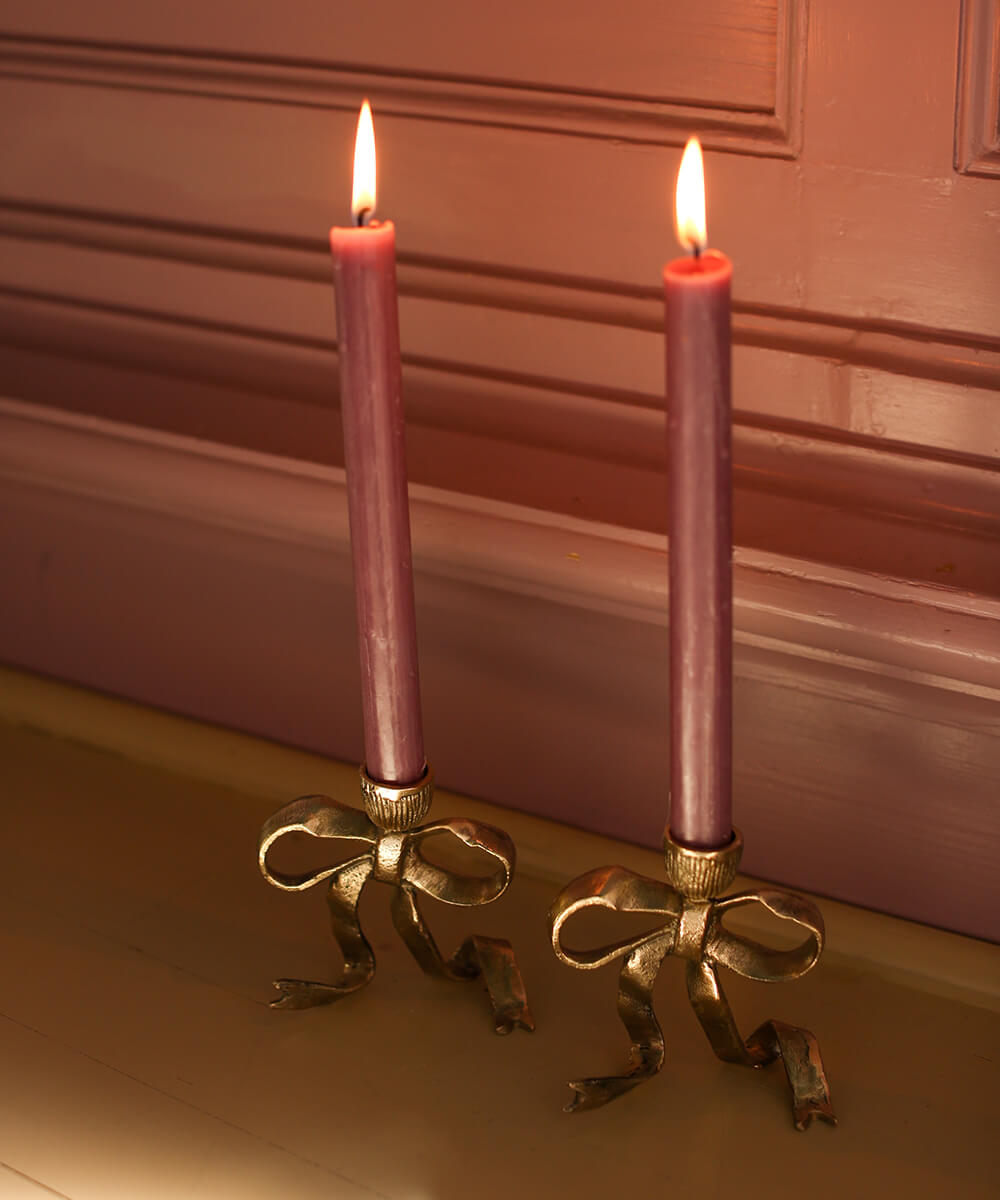 Brass Ribbon Bow Candle Holder