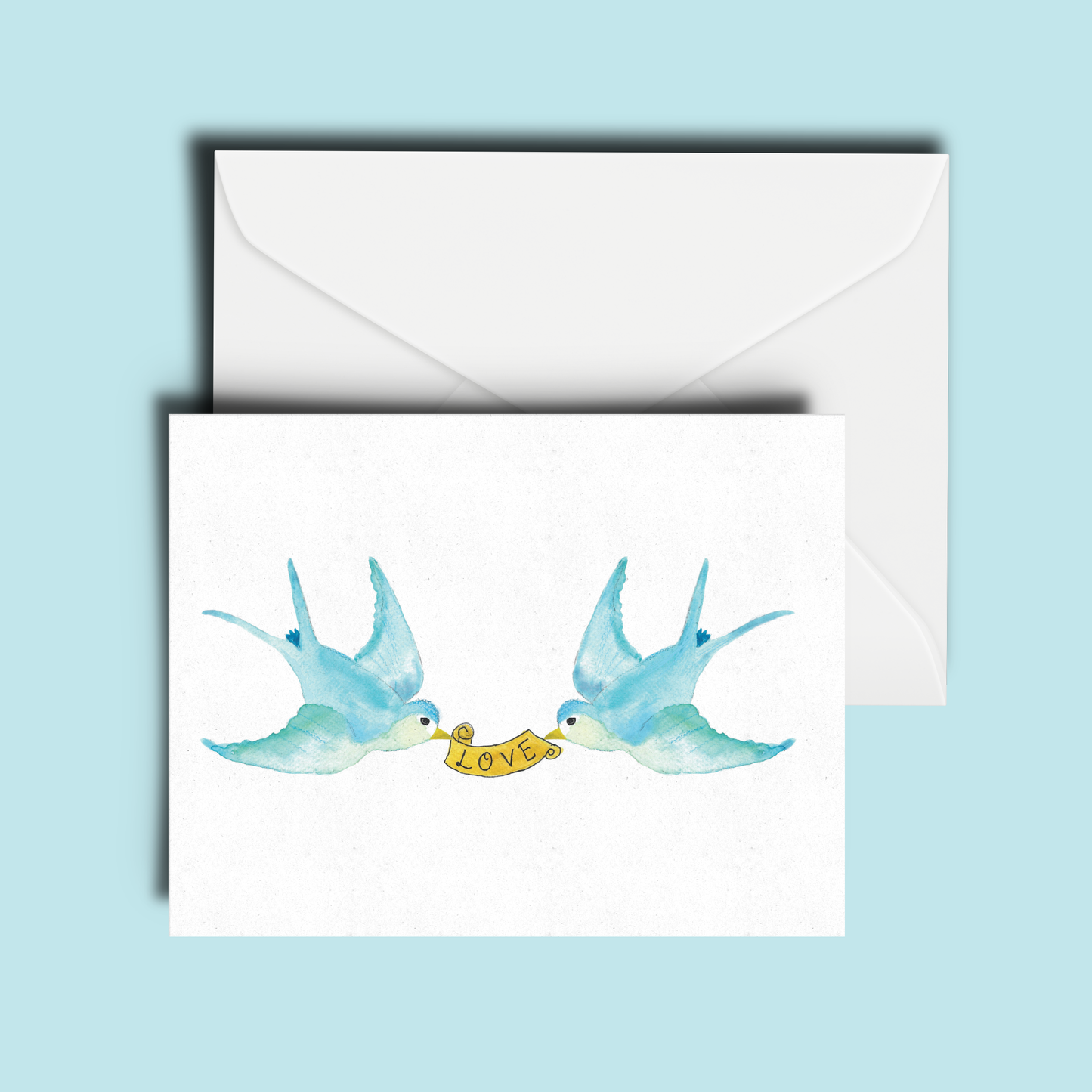 Lovebirds Banner Blank Greeting Card