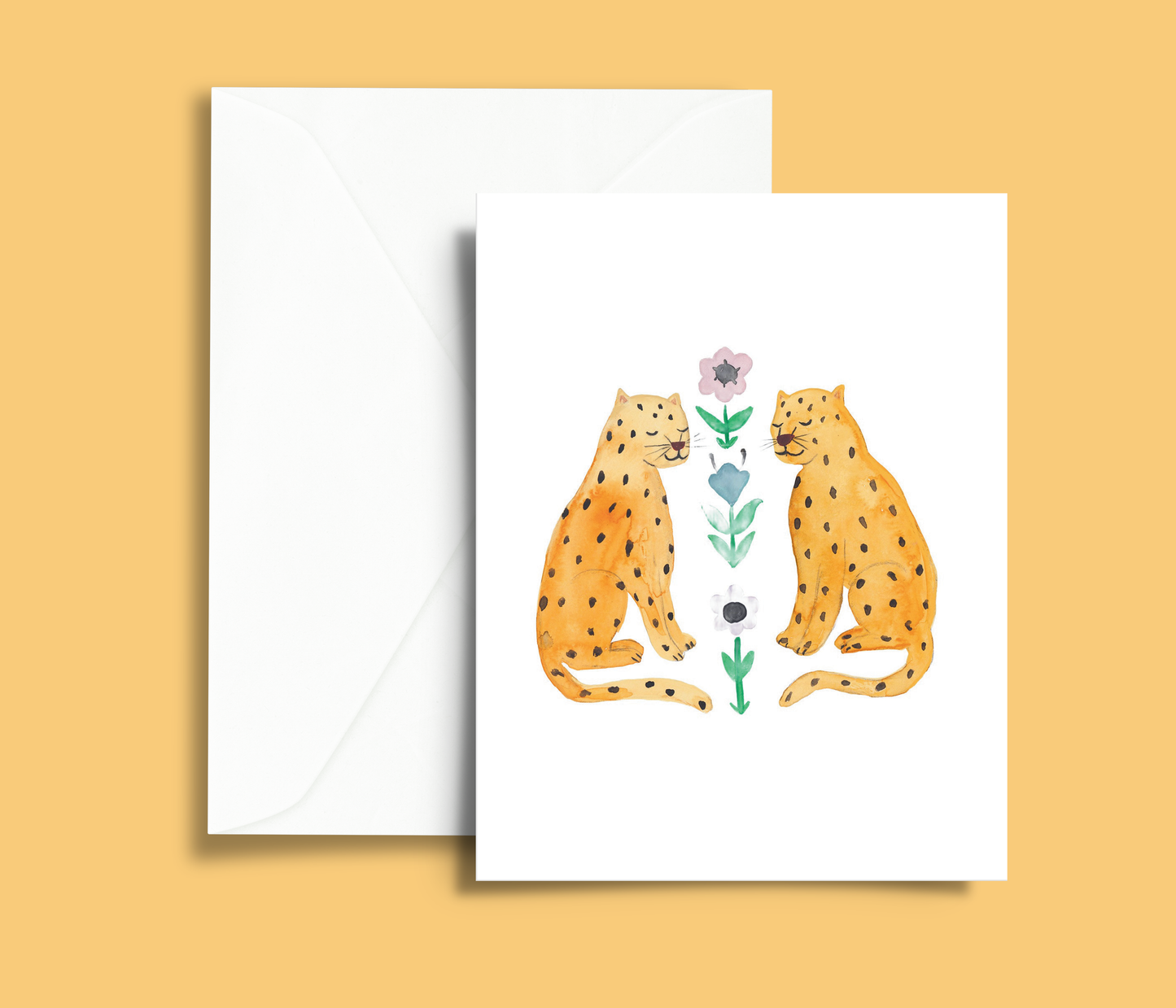 Twin Leopards Blank Greeting Card
