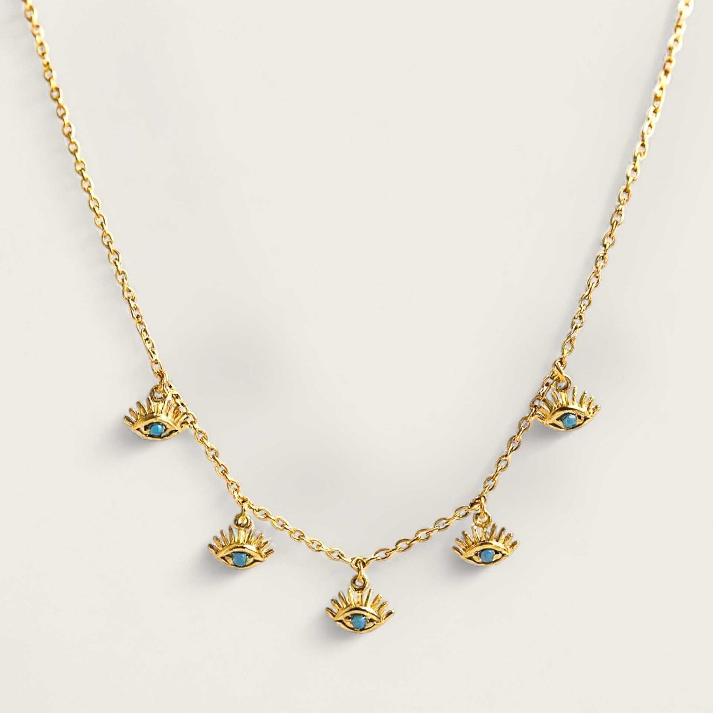 Turquoise Evil Eye Sterling Silver Gold Necklace
