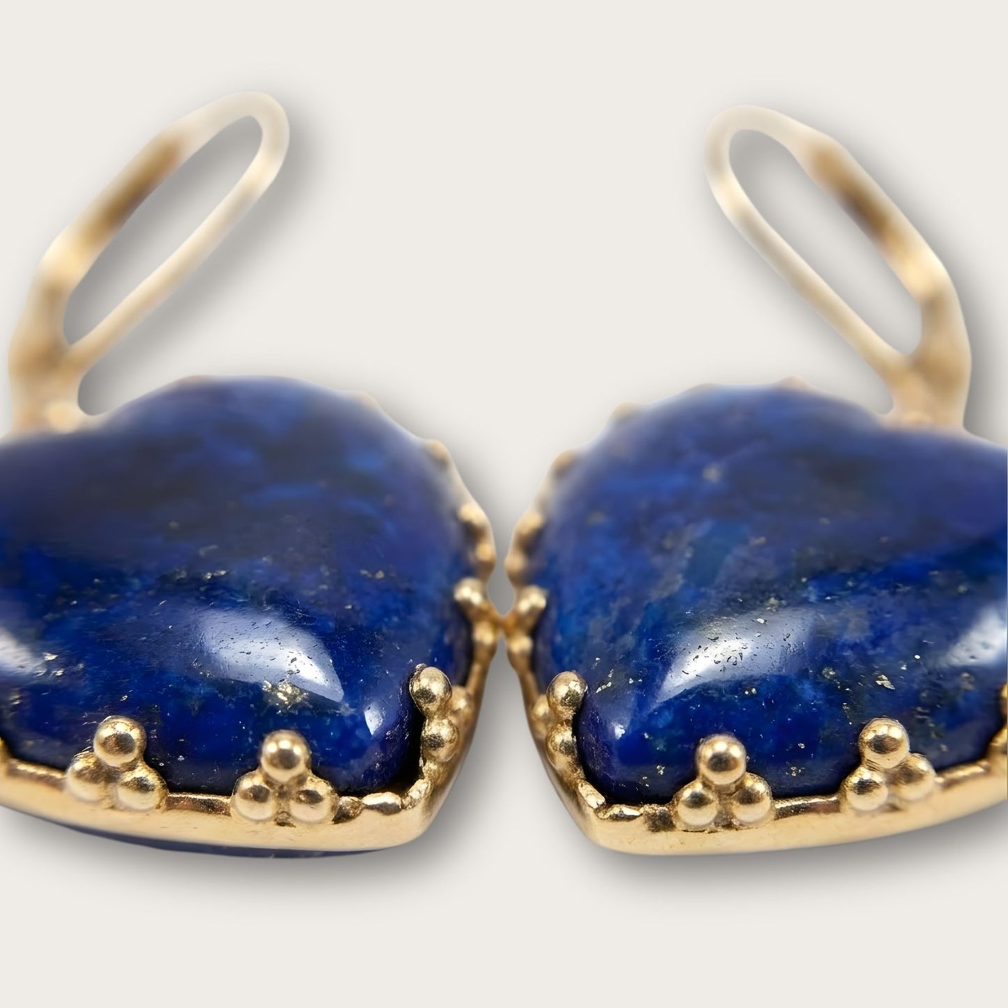 Vintage Heart Dangle Earrings, Royal Blue Lapis Glass - 60s style