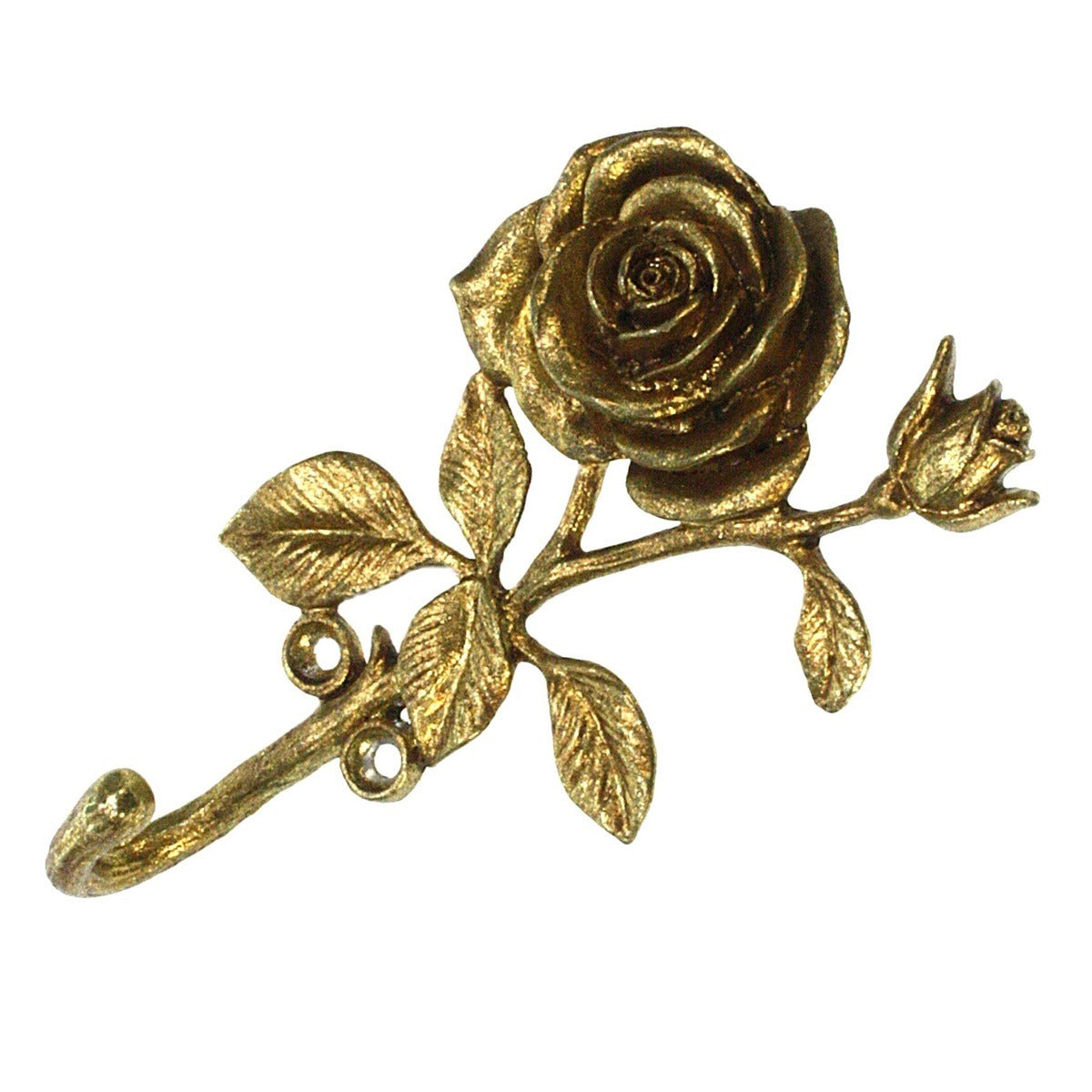 Metal Ornate Rose Shaped Hook, Antique Gold