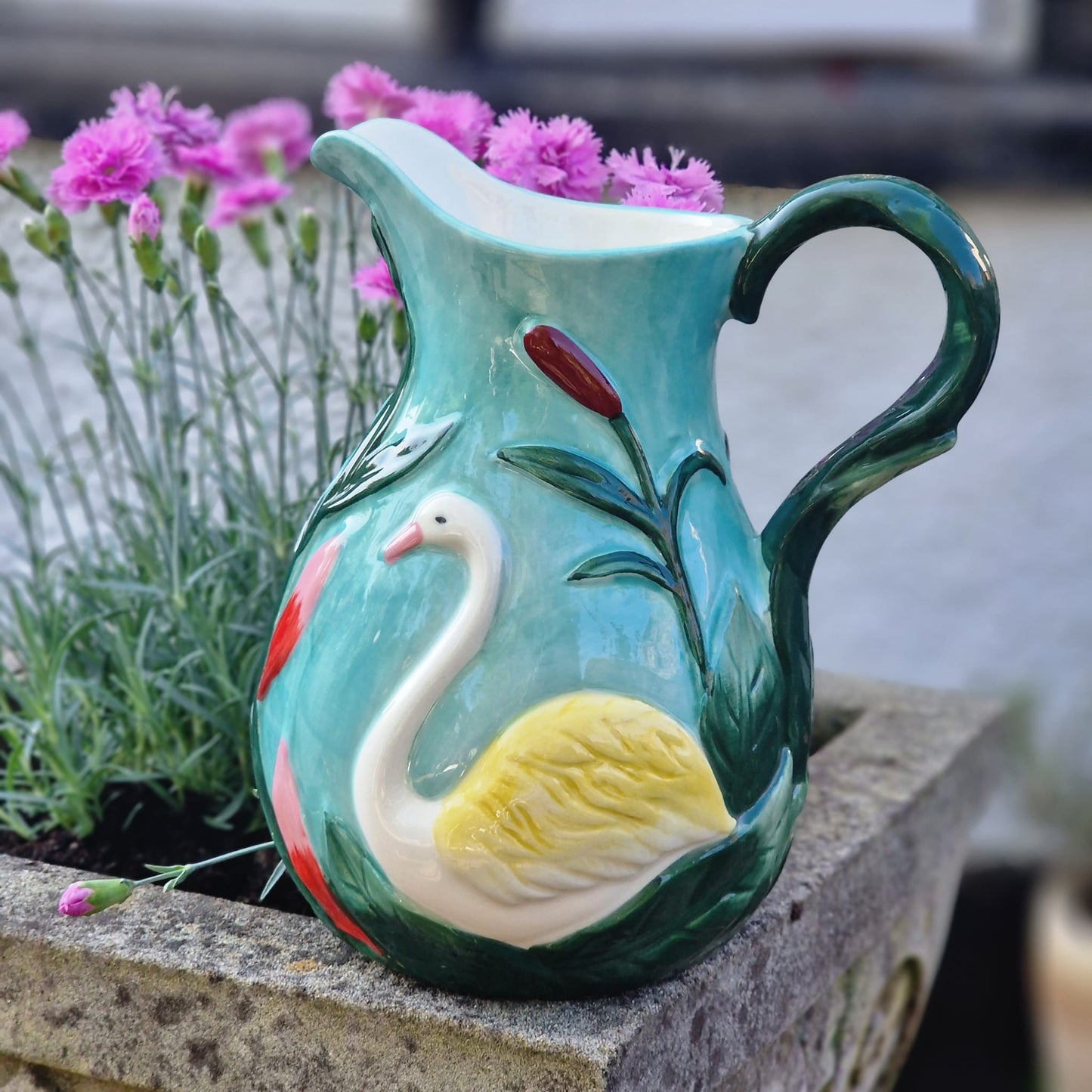 Ceramic Swan and Flower Jug