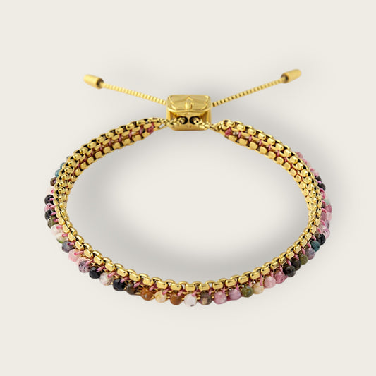 Zena Gold & Tourmaline Gemstone Beaded Bracelet