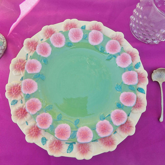 Ceramic Embossed Flower Green Lunch Plate image 1