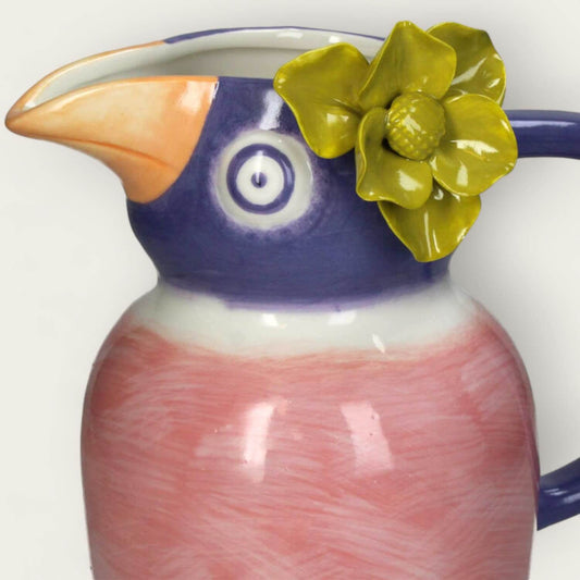 Whimsical Bird Stoneware Pitcher image 1