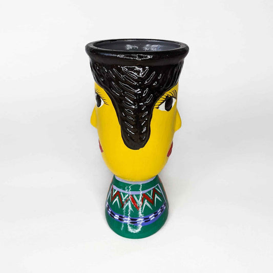 Handmade Yellow Ceramic Head Vase
