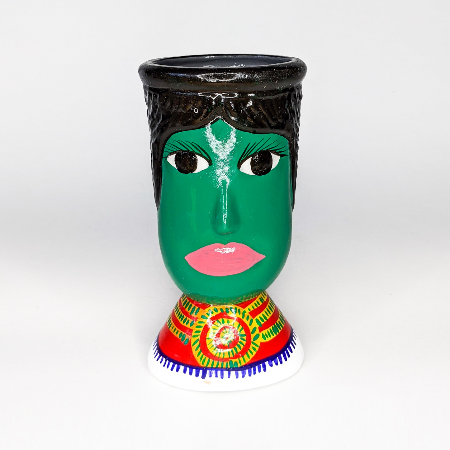 Handmade Ceramic Green Head Vase image 0