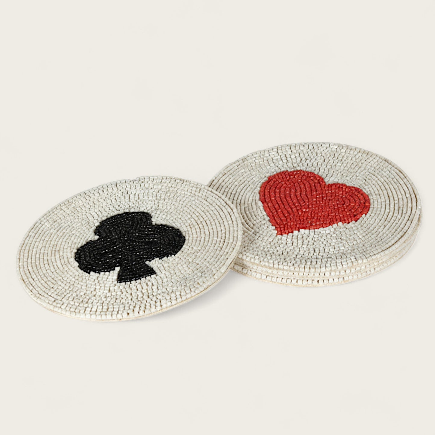 Set of Four Beaded Card Suit Coasters