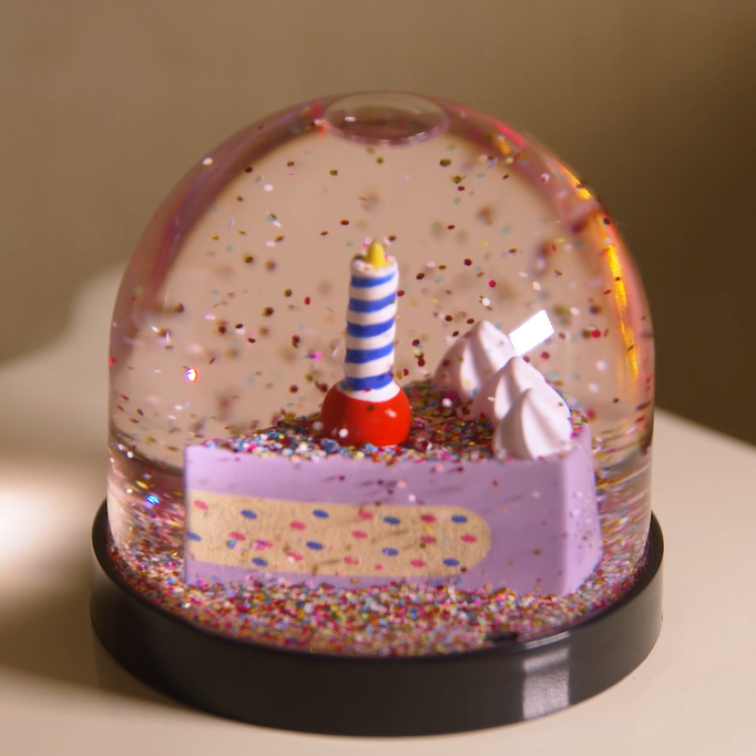 Glitter Snowball Birthday Cake Acrylic Ornament