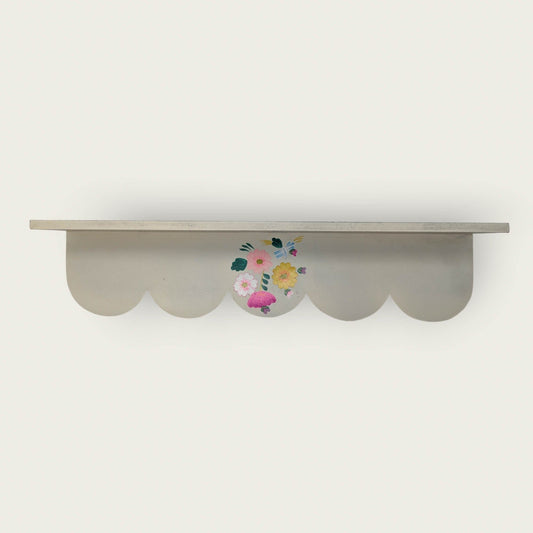 Floral Off-White Wooden Shelf image 1