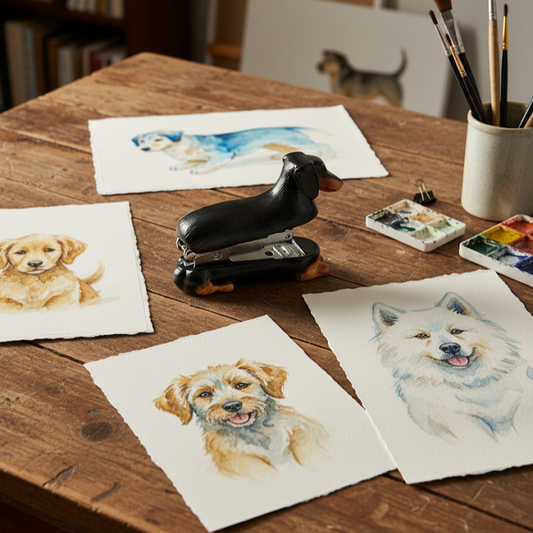 Nach Hand-Painted Porcelain Dachshund Dog Stapler