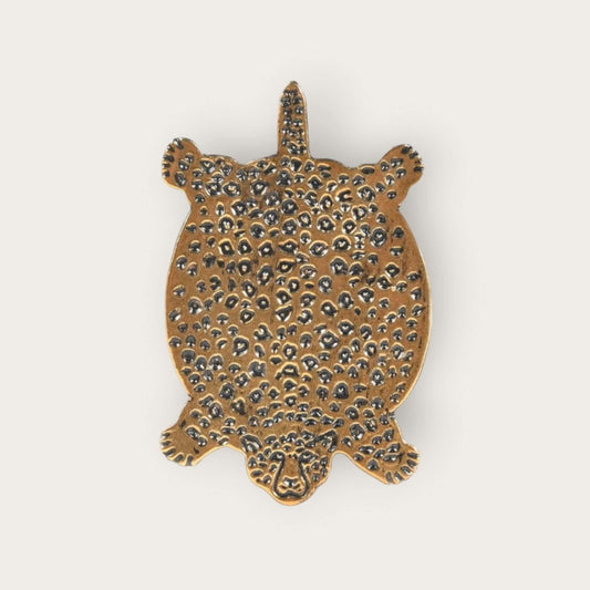 Set of Four Gold Toned Pewter Cheetah Coasters image 1