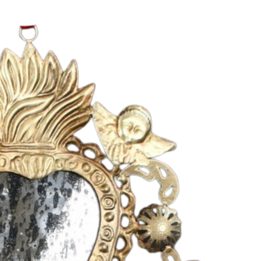 Milagro Sacred Heart Distressed Mirror with Cherubs
